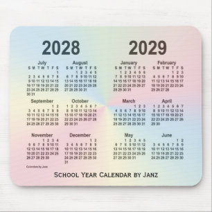 Janz著2028-2029年の虹の雲の学校のカレンダー マウスパッド