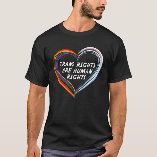 jAo Heart Trans Pride Transgender Rights LGBT Gay Tシャツ (正面)