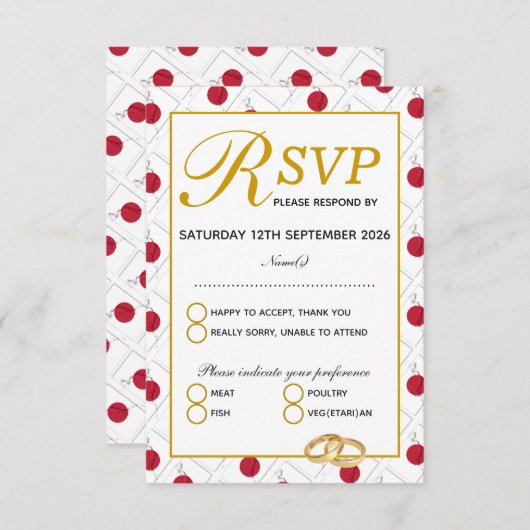 JAPANの結婚お祝いRSVPレスポンスカード 出欠カード (正面/裏面)
