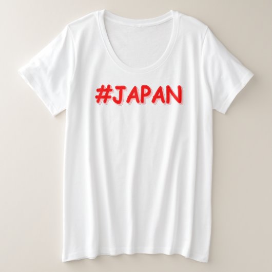 「#JAPAN」かわいいデザイン。買今 プラスサイズTシャツ (デザイン正面)