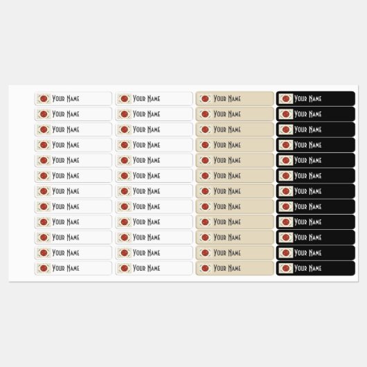 Japan Art Deco Flag | Custom Iron-On Name Label ラベル (シート)