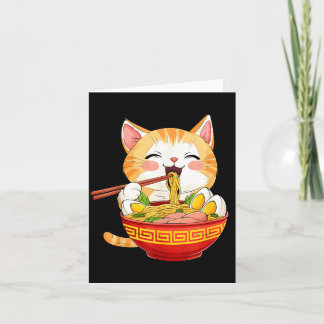 Japan Cat Eating Ramen Noodle Kawaii Anime Style カード