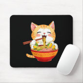 Japan Cat Eating Ramen Noodle Kawaii Anime Style マウスパッド (マウス)