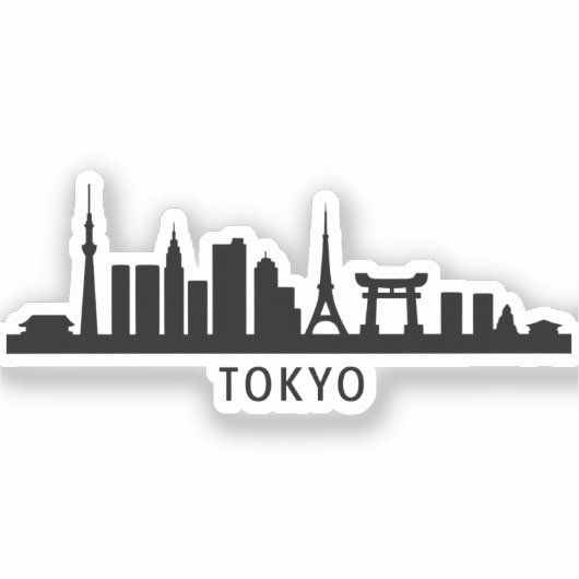 Japan Cityscape Travel | Tokyo Skyline Silhouette シール (正面)