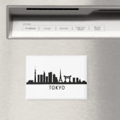 Japan Cityscape Travel | Tokyo Skyline Silhouette マグネット (インサイチュ (食洗機))