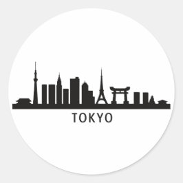 Japan Cityscape Travel | Tokyo Skyline Silhouette ラウンドシール