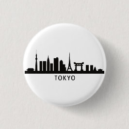 Japan Cityscape Travel | Tokyo Skyline Silhouette 缶バッジ