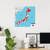 japan country political map flag ポスター (ホームオフィス)