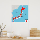japan country political map flag ポスター (キッチン)