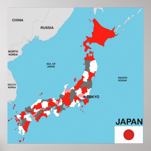 japan country political map flag ポスター (正面)