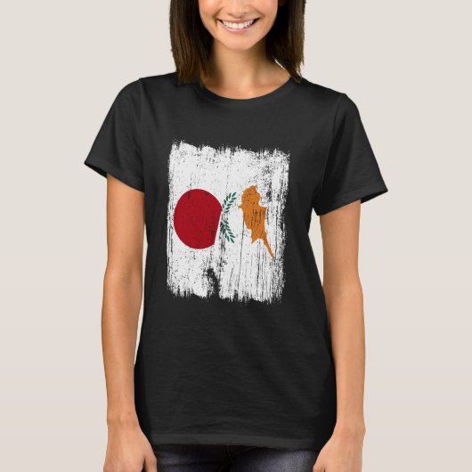 Japan Cyprus Half Flag Japanese Cypriot Heritage Tシャツ (正面)