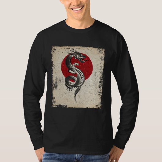 Japan dragon artwork Japanese Retro Tシャツ (正面)