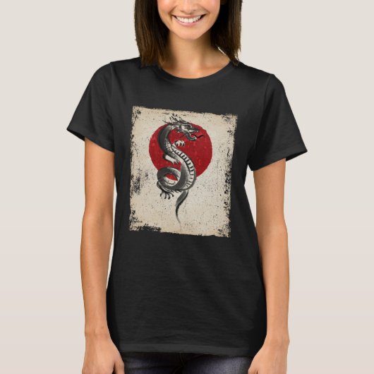 Japan dragon artwork Japanese Retro Tシャツ (正面)