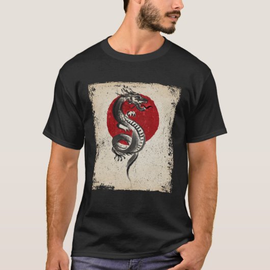 Japan dragon artwork Japanese Retro Tシャツ (正面)