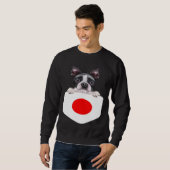 Japan Flag Boston Terrier Dog In Pocket スウェットシャツ (正面フル)