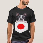 Japan Flag Boston Terrier Dog In Pocket Tシャツ (正面)