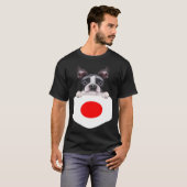 Japan Flag Boston Terrier Dog In Pocket Tシャツ (正面フル)