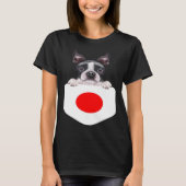 Japan Flag Boston Terrier Dog In Pocket Tシャツ (正面)