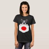 Japan Flag Boston Terrier Dog In Pocket Tシャツ (正面フル)