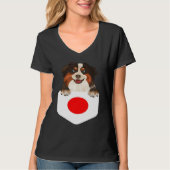 Japan Flag Miniature American Shepherd Dog In Pock Tシャツ (正面)