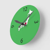 Japan flag on the map ラウンド壁時計 (傾斜)