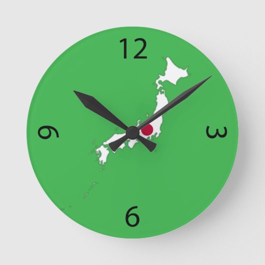 Japan flag on the map ラウンド壁時計 (正面)