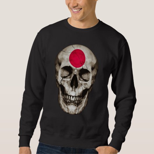 Japan Flag Skull Japanese Roots Proud Patriotic スウェットシャツ (正面)