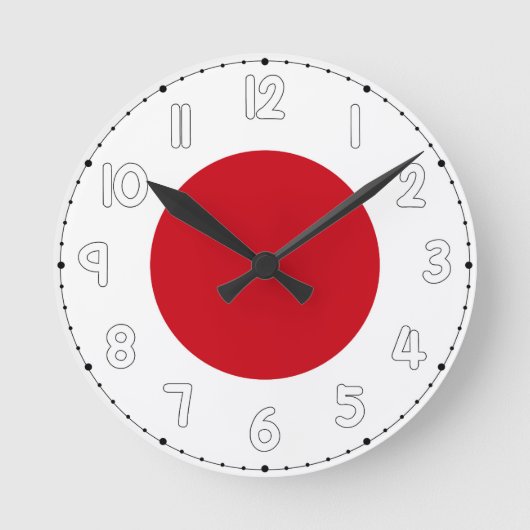 Japan Flag Wall Clock - Flag of Japan ラウンド壁時計 (正面)