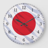 Japan Flag Wall Clock — Waving Flag Design ラージ壁時計 (正面)