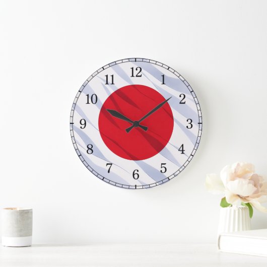 Japan Flag Wall Clock — Waving Flag Design ラージ壁時計 (ホーム)