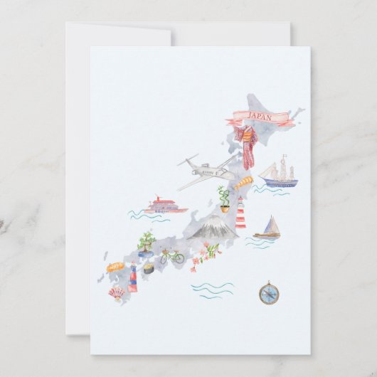 Japan Illustrated Map Flat Greeting カード (正面)