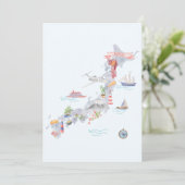 Japan Illustrated Map Flat Greeting カード (スタンド正面)