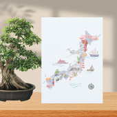 Japan Illustrated Map Flat Greeting カード