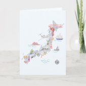 Japan Illustrated Map Folded Greeting カード (正面)