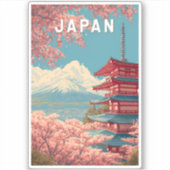 Japan Illustration Travel Art Vintage シール (正面)