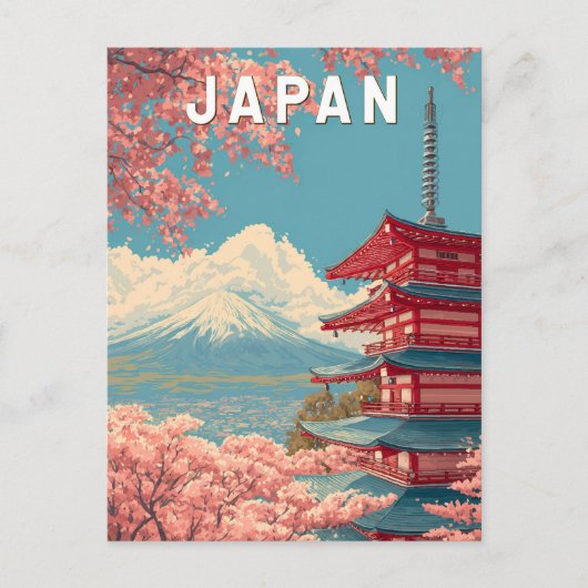 Japan Illustration Travel Art Vintage ポストカード (正面)