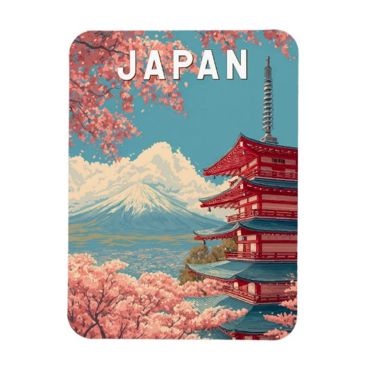Japan Illustration Travel Art Vintage マグネット (縦)