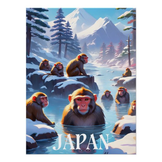 Japan Macaque Travel Poster ポスター (正面)