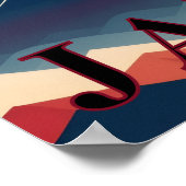 Japan Mount Fuji Geometric Travel Red Sun ポスター (角)