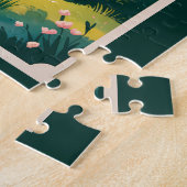 Japan Mount Fuji Illustration Travel Art Vintage ジグソーパズル (側面)