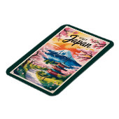 Japan Mount Fuji Illustration Travel Art Vintage マグネット (左側)