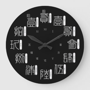 Japan old difficult kanji style [black face] ラージ壁時計