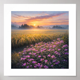 Japan’s Autumn Rice Fields at Sunrise – Art Print ポスター