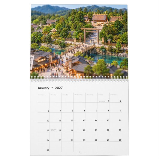 Japan Shinto Shrines & Torii Gates Diorama Calenda カレンダー (1月 2027)