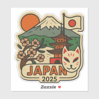 Japan Travel Design with Custom Year シール