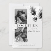 Japandiミニマルモノクロ2枚のクリスマスフォト シーズンカード (正面)