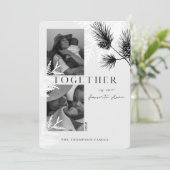 Japandiミニマルモノクロ2枚のクリスマスフォト シーズンカード (スタンド正面)