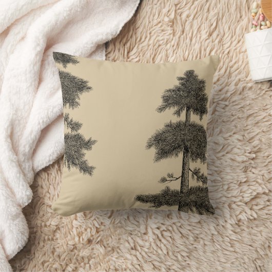 Japandi エレガント Eutitic Black, Tan, Tree クッション (ブランケット)