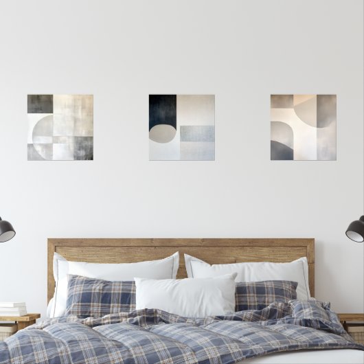 Japandi Abstract Minimalist Neutral Wall Art Set (寝室)