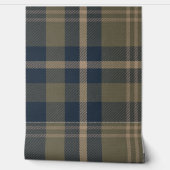 Japandi Farmhouse Plaid in Navy and Olive 壁紙 (ほどく)